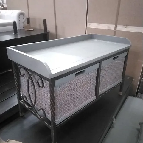 ALLENPORT WOOD/METAL STORAGE BENCH - GREY 