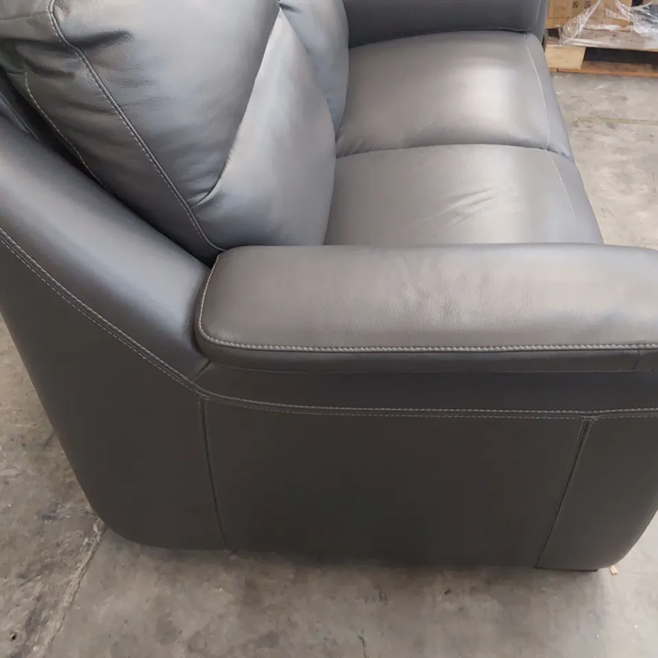 QUALITY ITALIAN DESIGNER PALMA TWO SEATER SOFA CHARCOAL LEATHER 