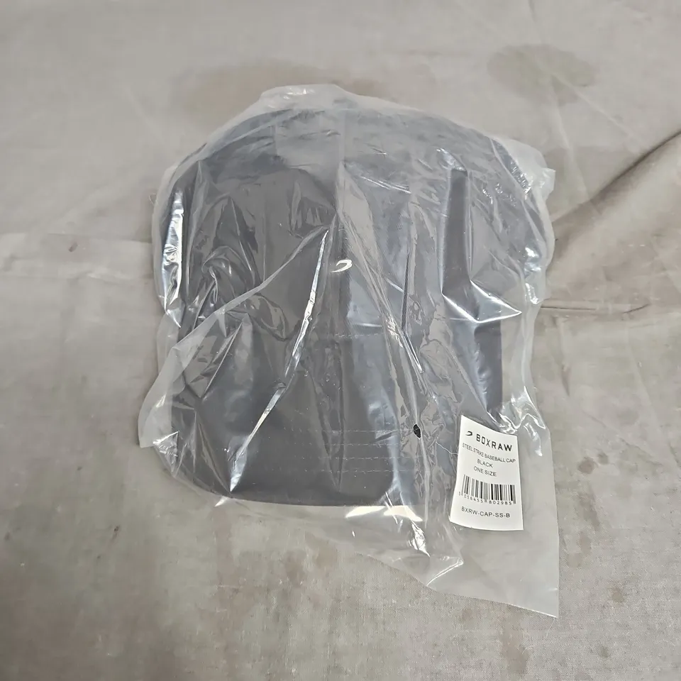 BOXRAW STEEL STRIKE BASEBALL CAP IN BLACK ONE SIZE