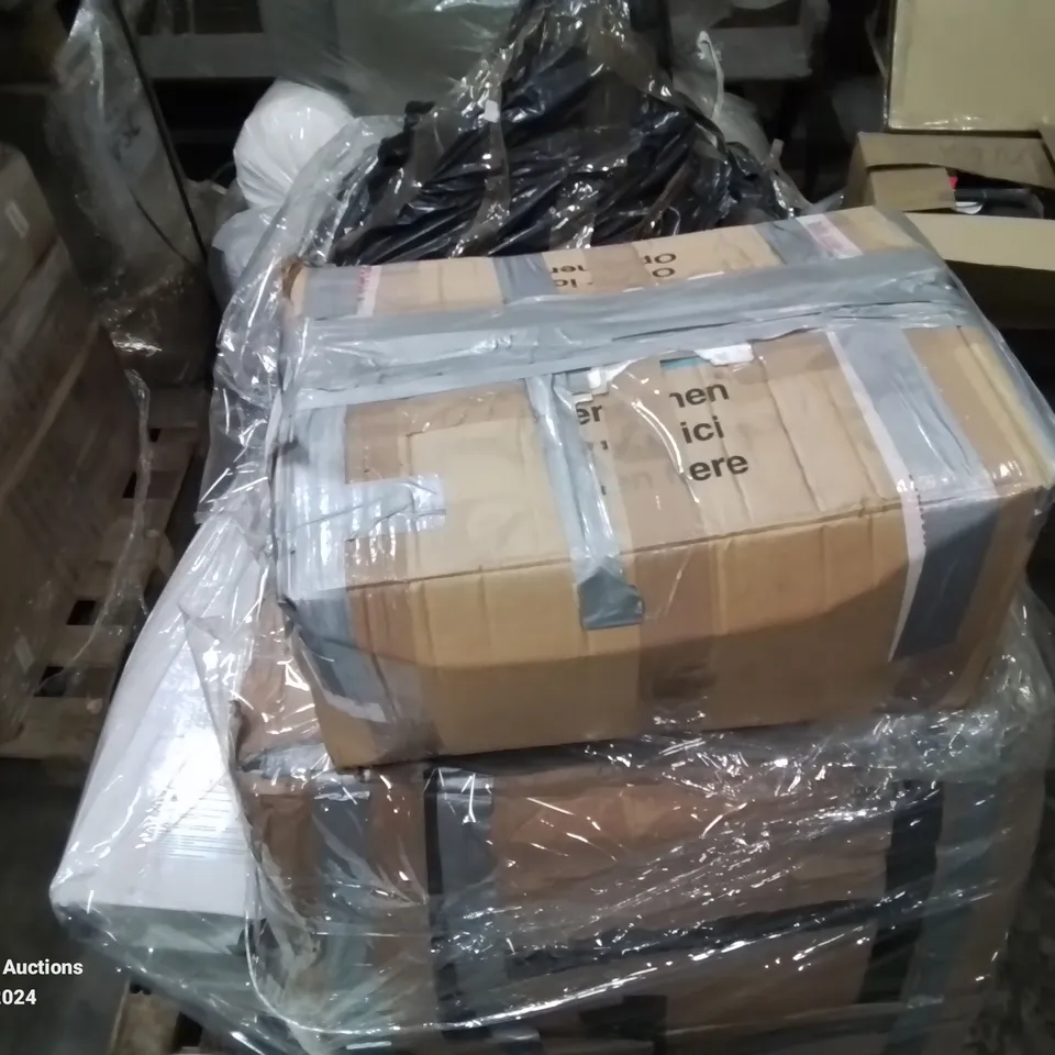 PALLET CONTAINING VARIOUS INCOMPLETE BOXED FURNITURE PARTS AND OTHER HOUSEHOLD ITEMS ETC.