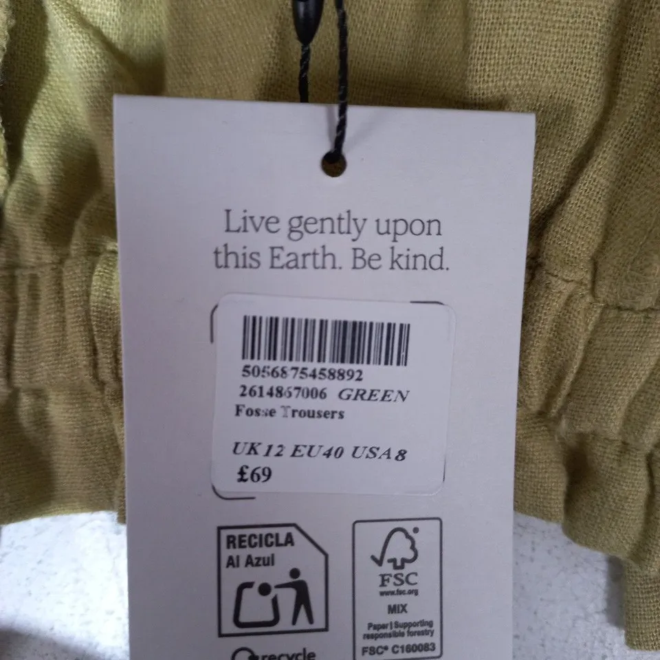 NOBODY'S CHILD TROUSERS – GREEN, WOMEN’S TROUSERS, UK12 (EU40, USA8)