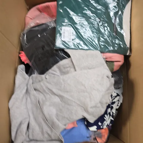 LARGE BOX OF APPROXIMATELY 25 ASSORTED CLOTHING ITEMS IN VARIOUS COLOURS, STYLES AND SIZES - COLLECTION ONLY