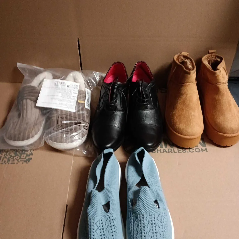 APPROXIMATELY 15 PAIRS OF ASSORTED SHOES TO INCLUDE - BOOTS - SLIPPERS - TRAINERS ETC