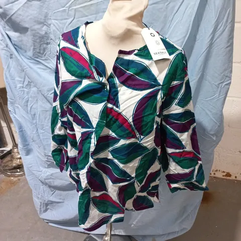 SEASALT CORNWALL WOMEN'S LEAF-PRINT BLOUSE UK 16 (EU 44, US 12)