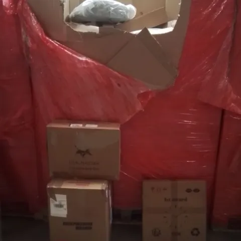 PALLET OF ASSORTED HOUSEHOLD GOODS AND PRODUCTS TO INCLUDE;CLOCK,PRESSURE WASHER,BED RAIL