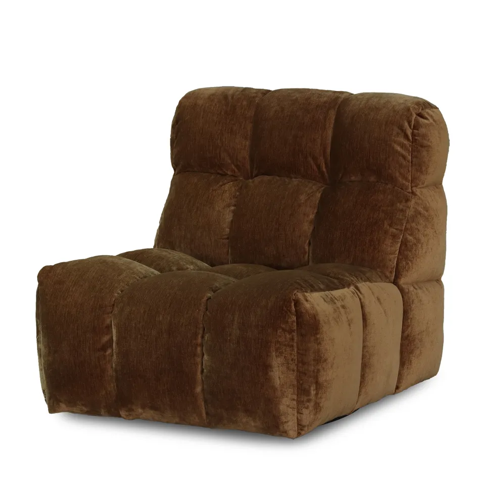 BRAND NEW BOXED JACQUES PUFFED ROBA LAZY SWIVEL FABRIC CHAIR - VELORE BRONZE