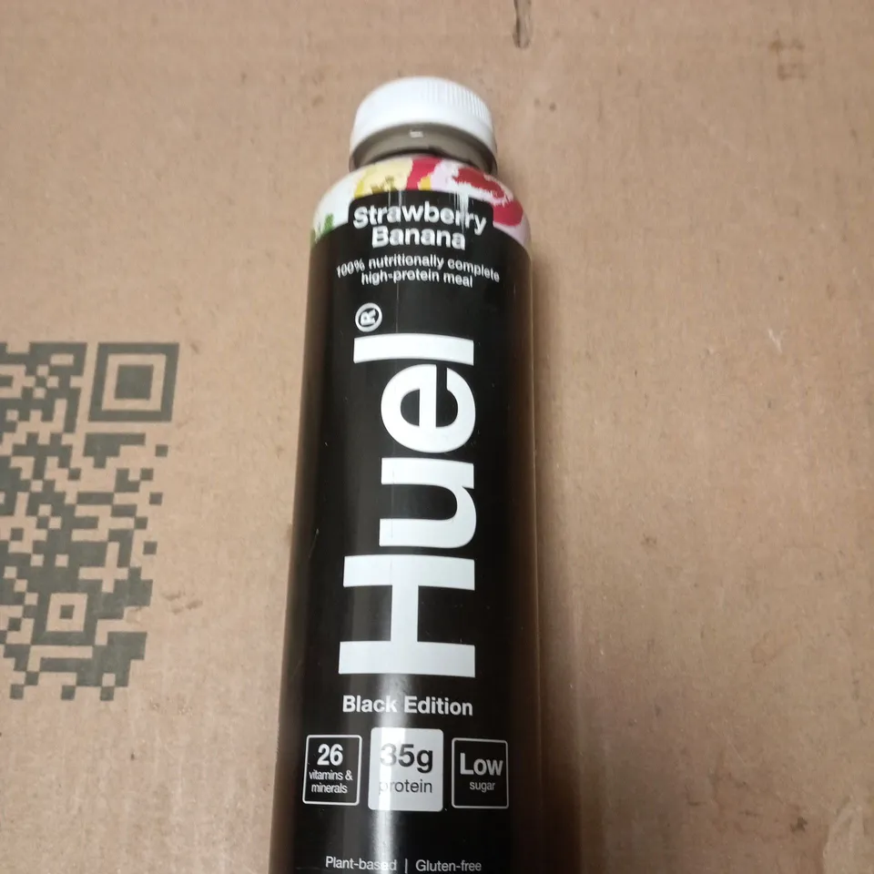 APPROXIMATELY 12 ASSORTED FOOD AND DRINK ITEMS INCLUDING H&B MILK CHOCOLATE HAZELNUTS AND HUEL STAWBERRY AND BANANA DRINK 