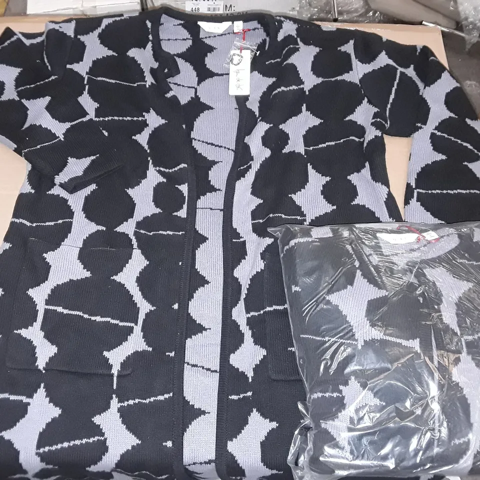 LOT OF APPROXIMATELY 10 BAGGED AS NEW BDL JACQUARD CARDIGANS IN GREY/BLACK - ALL SIZE LRG
