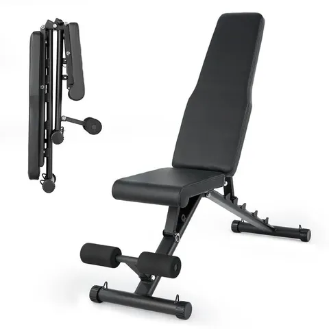 BOXED GARVEE ADJUSTABLE WEIGHT BENCH FOR HOME GYM – 440 LBS CAPACITY FOLDABLE WORKOUT BENCH WITH 6 BACKREST & 2 SEAT POSITIONS (BLACK)