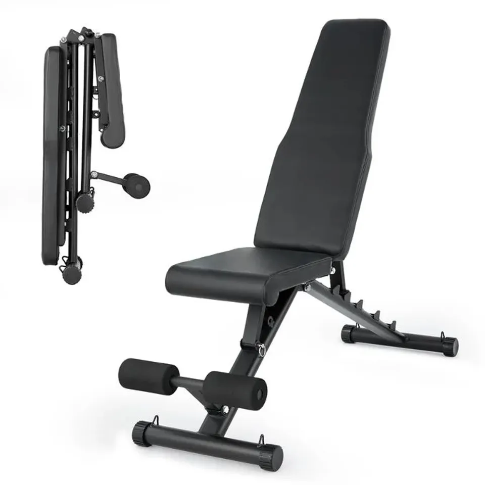 BOXED GARVEE ADJUSTABLE WEIGHT BENCH FOR HOME GYM – 440 LBS CAPACITY FOLDABLE WORKOUT BENCH WITH 6 BACKREST & 2 SEAT POSITIONS (BLACK)