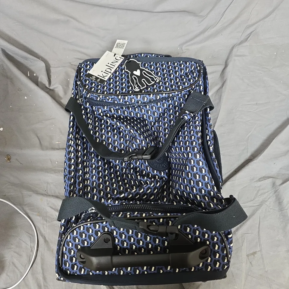 KIPLING ROLLING SUITCASE – BLUE GEOMETRIC PATTERN