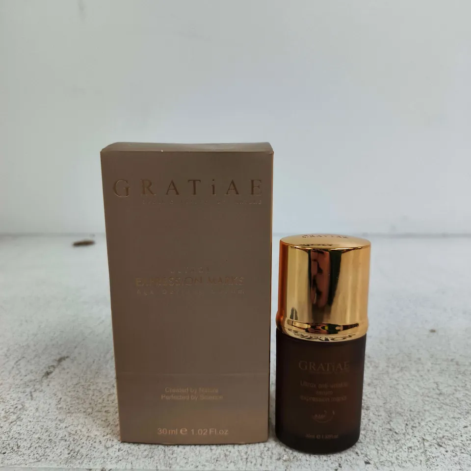 GRATIAE SERUM – 30 ML, BROWN GLASS BOTTLE WITH GOLD CAP (BOXED)
