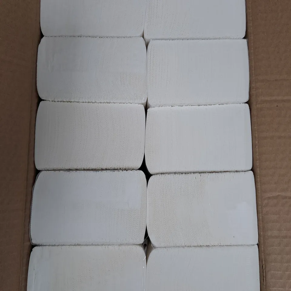 BOXED CAREBYMAIL HYGIENE Z-FOLD WHITE HAND TOWEL MULTI PACKS - 10 SLEEVES 