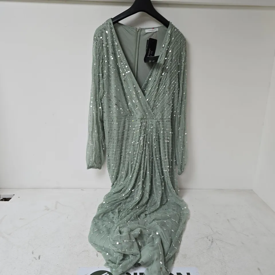 KALEIDOSCOPE SAGE BEADED MAXI DRESS - SIZE 20