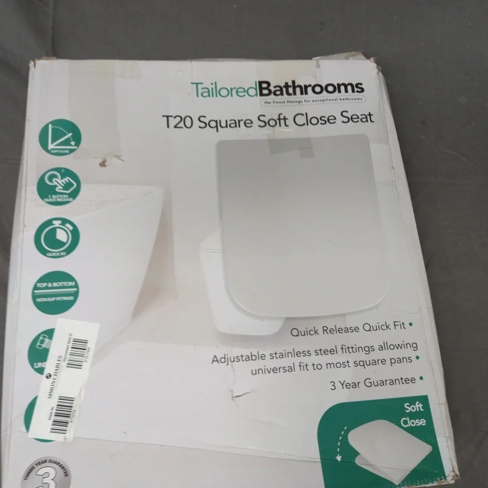 BOXED T20 SQUARE SOFT CLOSE TOILET SEAT