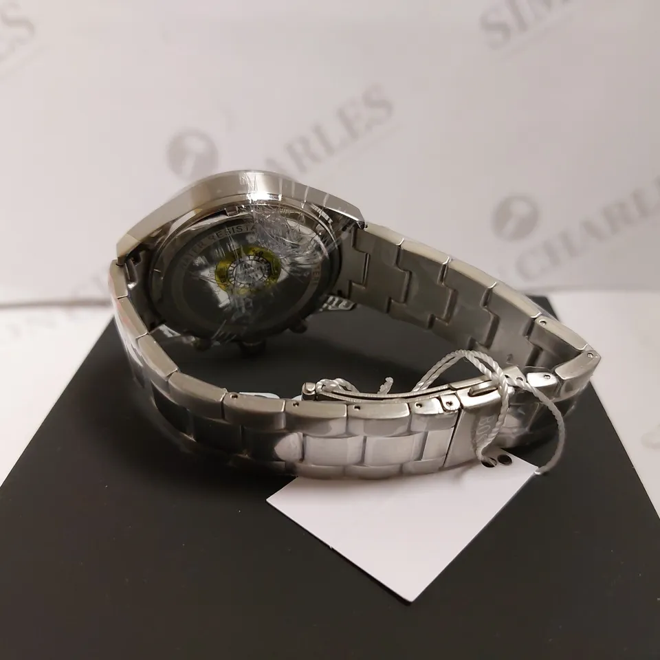 BOXED HUGO BOSS STAINLESS STEEL WATCH WITH BRACELET STRAP