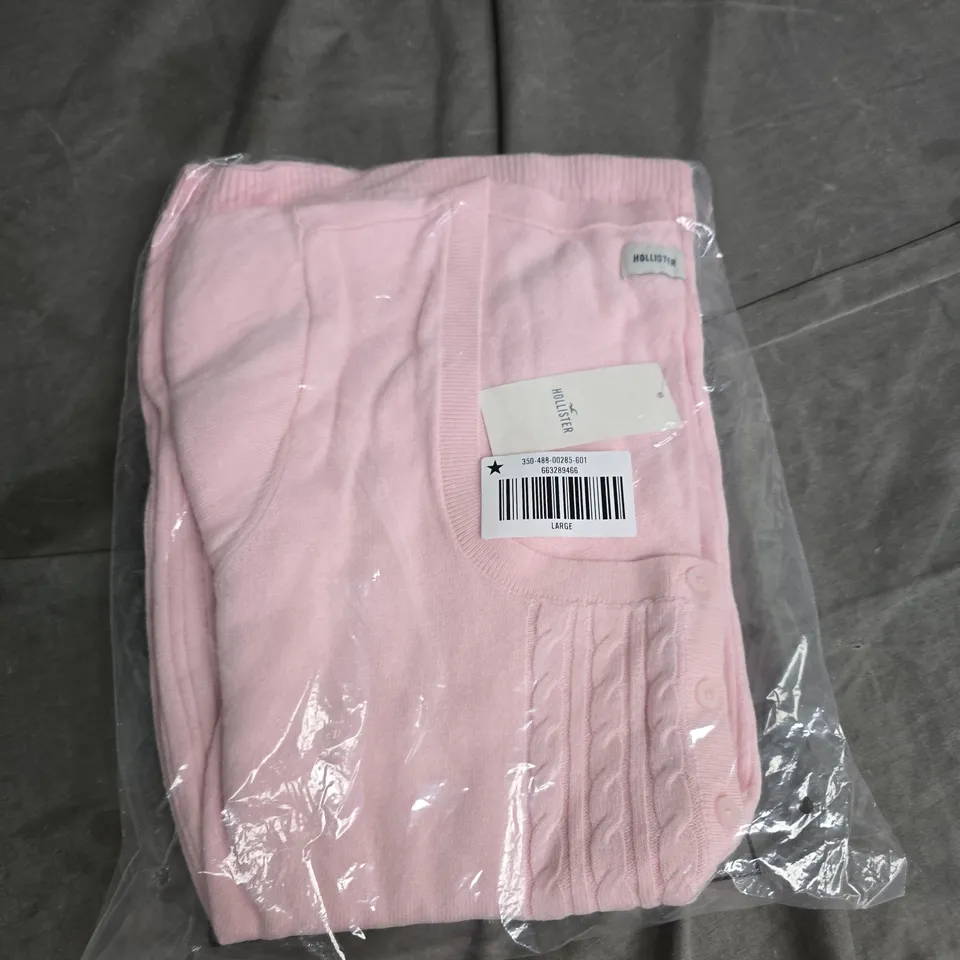 HOLLISTER PINK KNIT CARDIGAN – WOMEN’S, SIZE LARGE