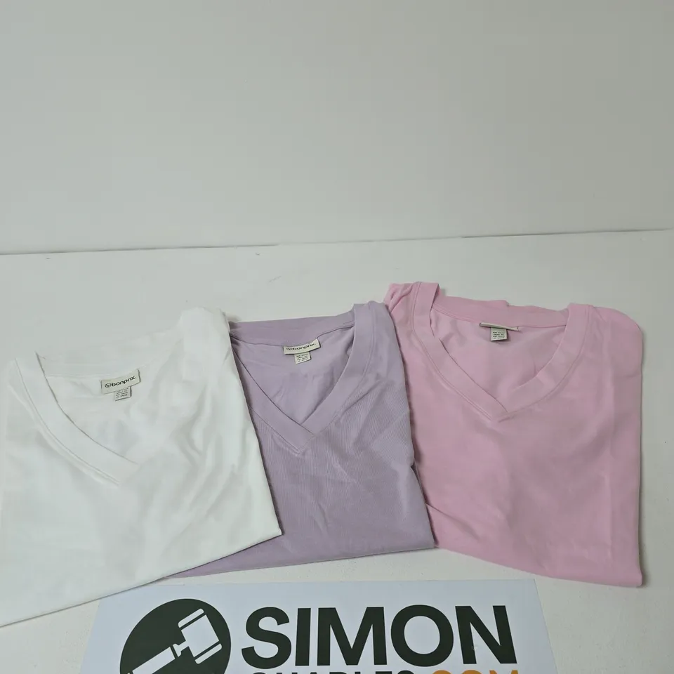 LOT OF 3 BONPRIX LADIES T-SHIRTS VARIOUS COLOURS SIZE XL