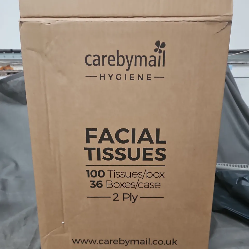 CARE BY MAIL FACIAL TISSUES - 100 TISSUES PER BOX, 2-PLY, CASE OF 36 BOXES