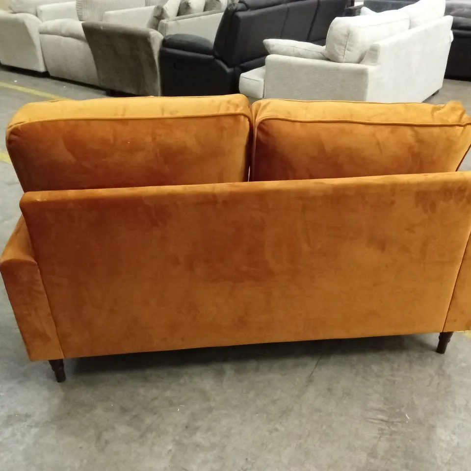 DESIGNER 2 SEATER VELVET SOFA - ORANGE