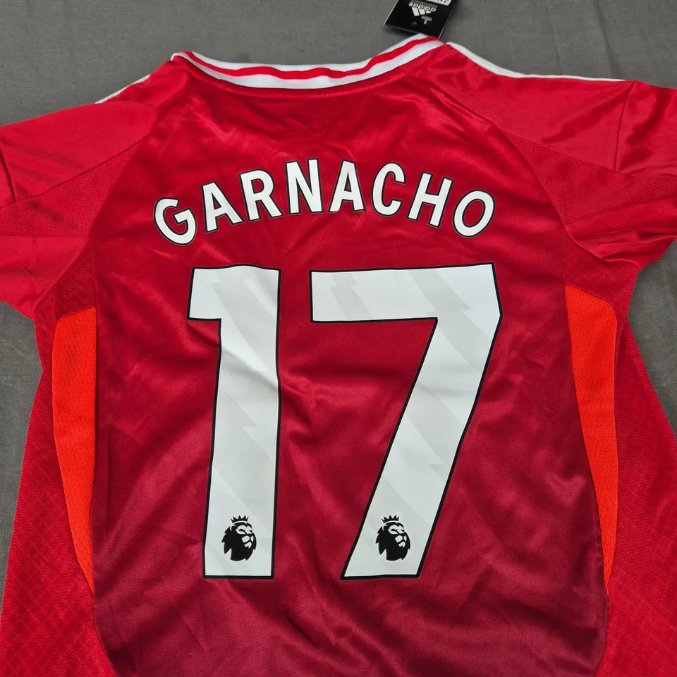 MANCHESTER UNITED FC HOME JERSEY - GARNACHO 17 - SIZE 20 - KIDS