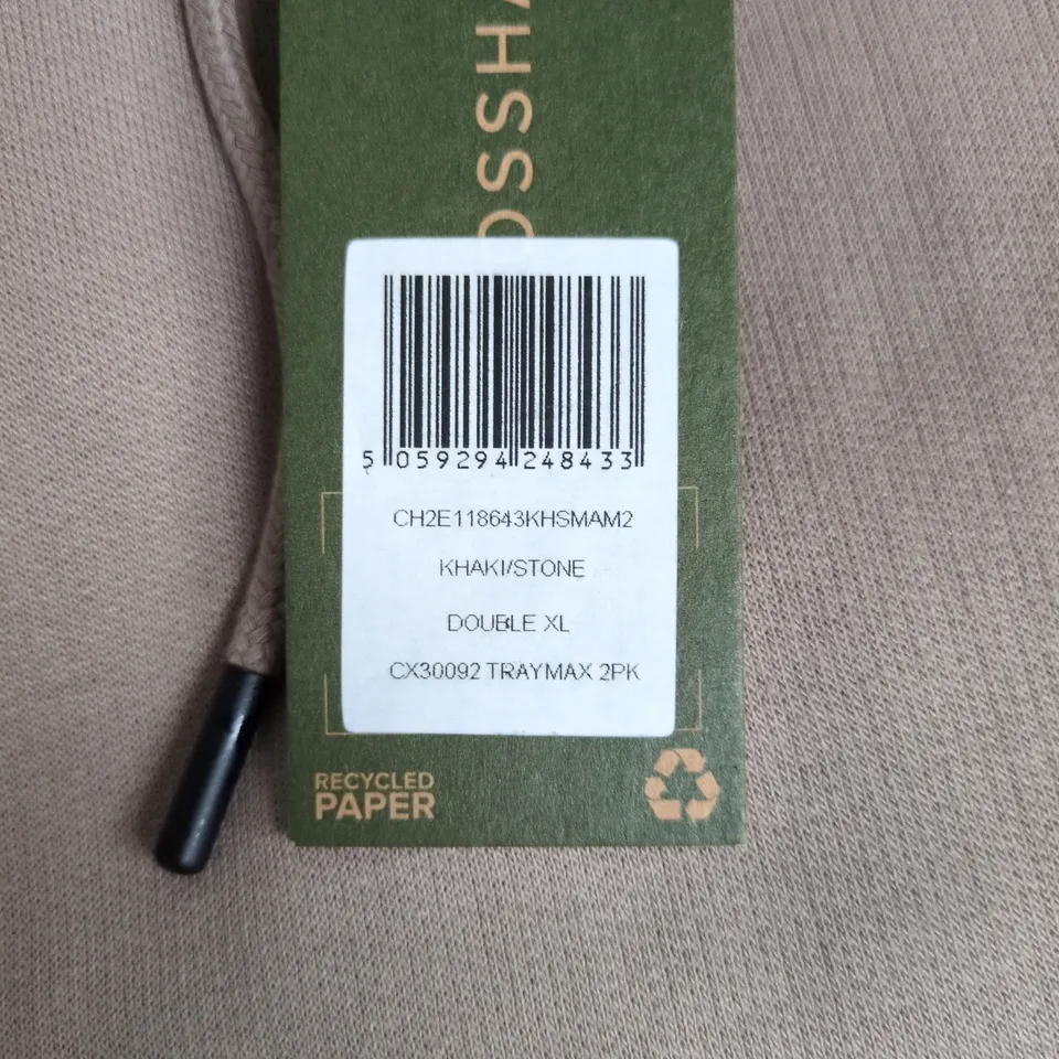 CROSSHATCH KHAKI/STONE HOODIE – UK XL (DOUBLE XL)