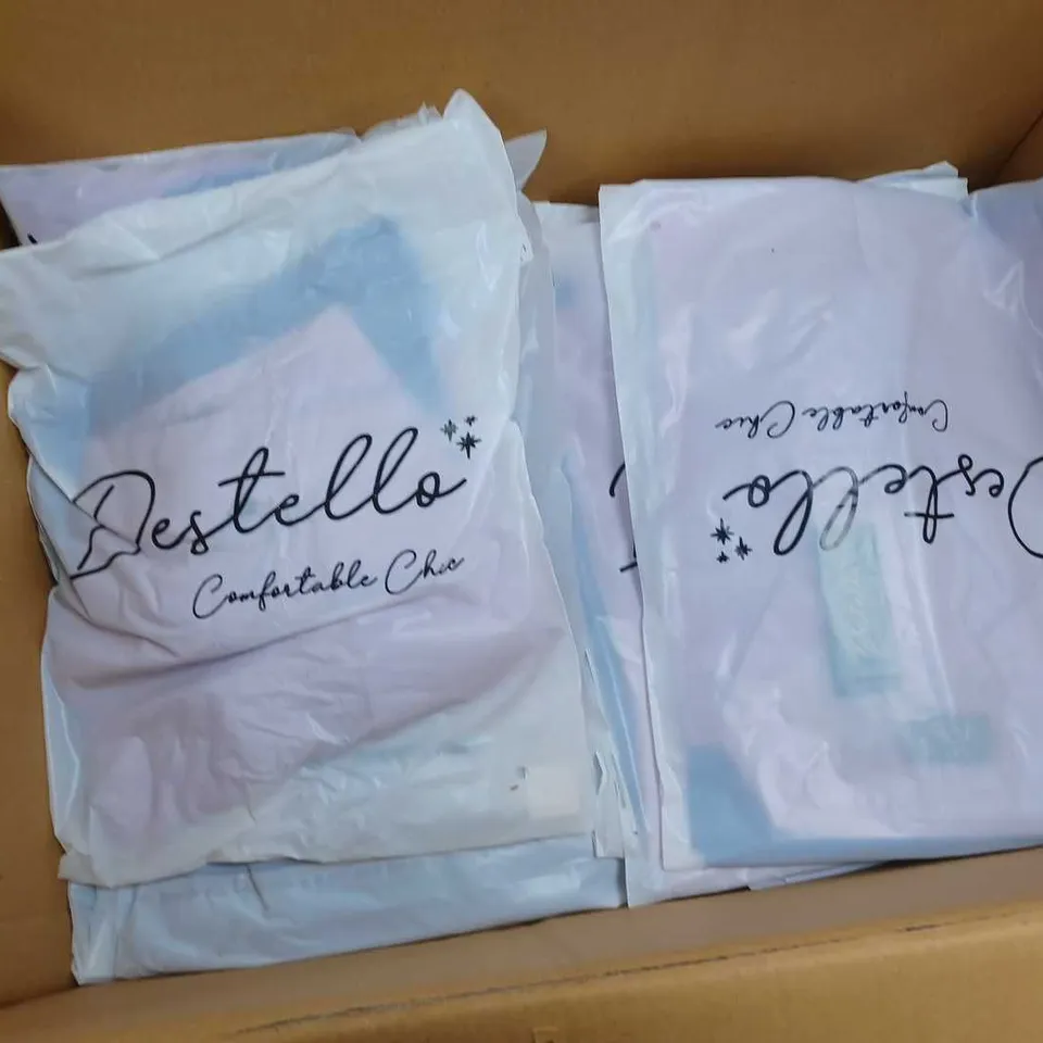 LOT OF APPROXIMATELY 38 BRAND NEW DESTELLO LILAC & BLUE OMBRE SHIRTS - L/XL