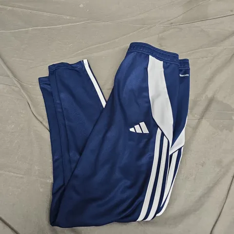 ADIDAS MEN'S TRACK PANTS – NAVY WITH WHITE STRIPES - UK MEDIUM