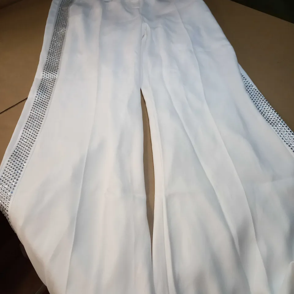 COAST IVORY GEM DETAIL WIDE LEG TROUSER - SIZE 18
