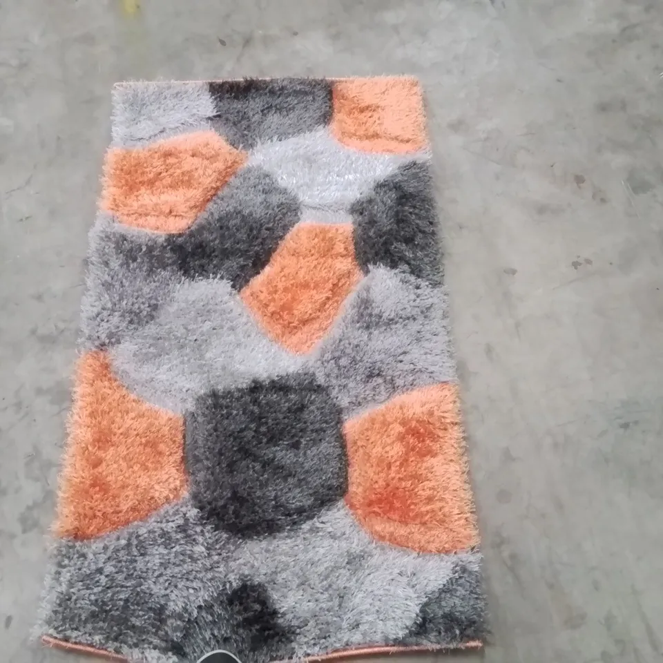 CARSNY HANDMADE AREA RUG ORANGE/GREY APPROXIMATELY 110X60CM