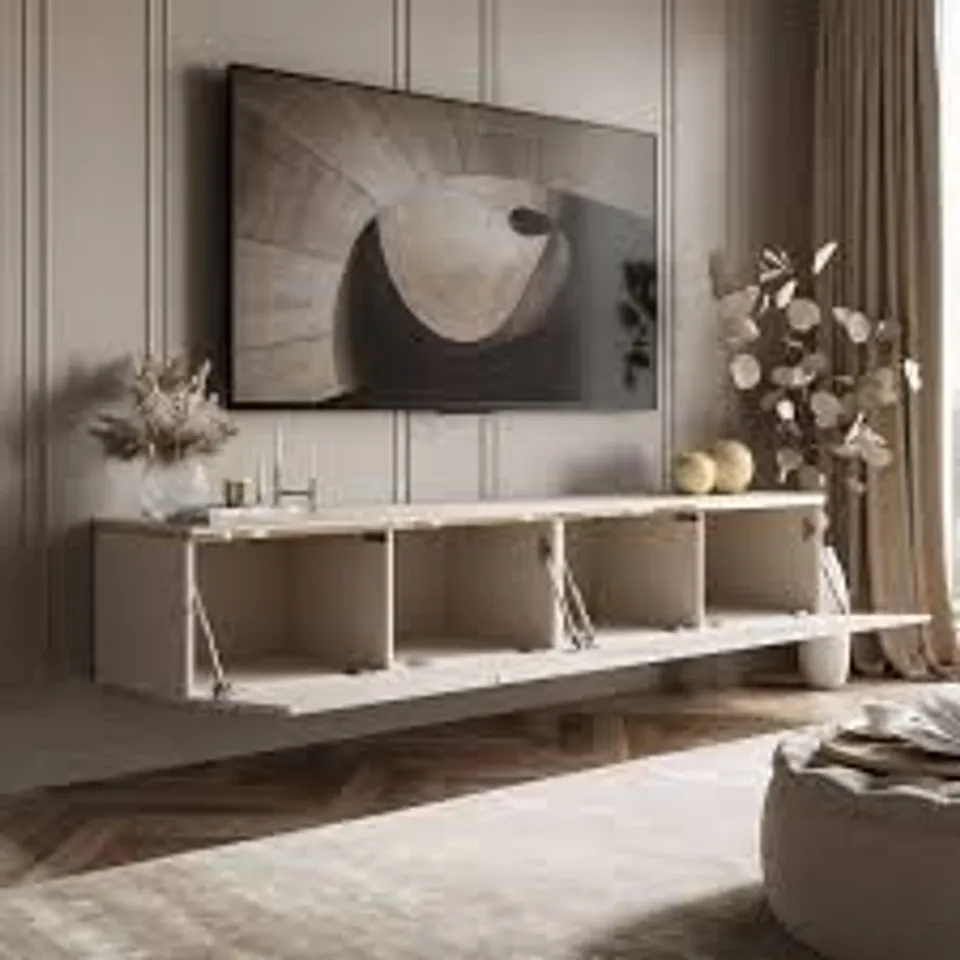 BOXED WALL-MOUNTED TV CABINET FORANCE CASHMERE, 200 CM (2 BOXES)
