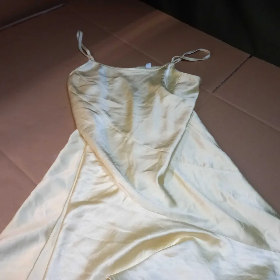COLLUSION YELLOW SATIN SLIP DRESS - SIZE 10