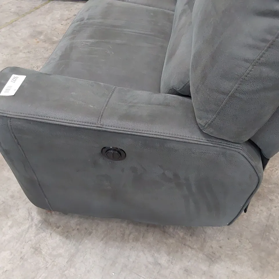 DESIGNER POWER RECLINING CORNER GROUP DARK GREY MACAU FABRIC 