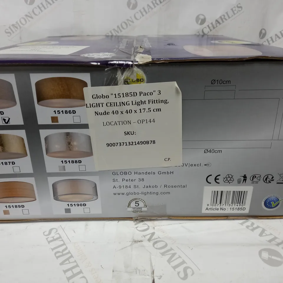 BOXED BLOBO 3 LIGHT CEILING LIGHT FITTING 