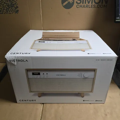BOXED VICTROLA CENTURY NATURAL BLUETOOTH TURNTABLE WITH CD & CASSETTE 