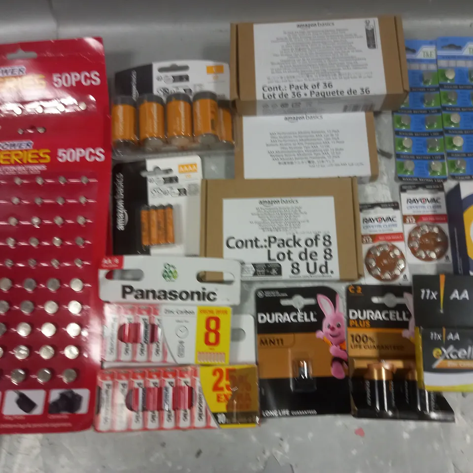 LOT OF ASSORTED BATTERIES TO INCLUDE PANASONIC, AMAZON BASICS AND ALLMAX