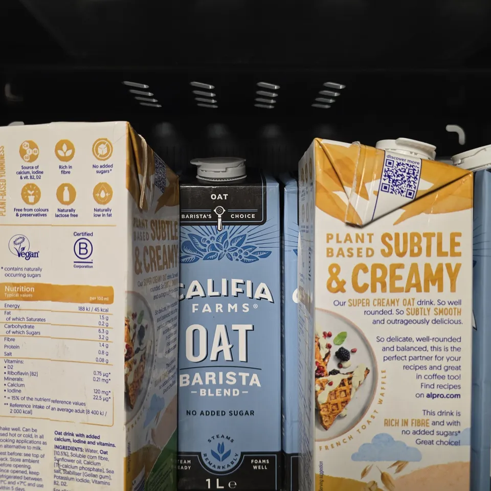 APPROXIMATELY 7 ASSORTED FOOD & DRINK ITEMS TO INCLUDE -ALPRO HOME GROWN OAT , CALIFIA FARMS OAT , HOT STAR HONEY CHILLI HONEY 