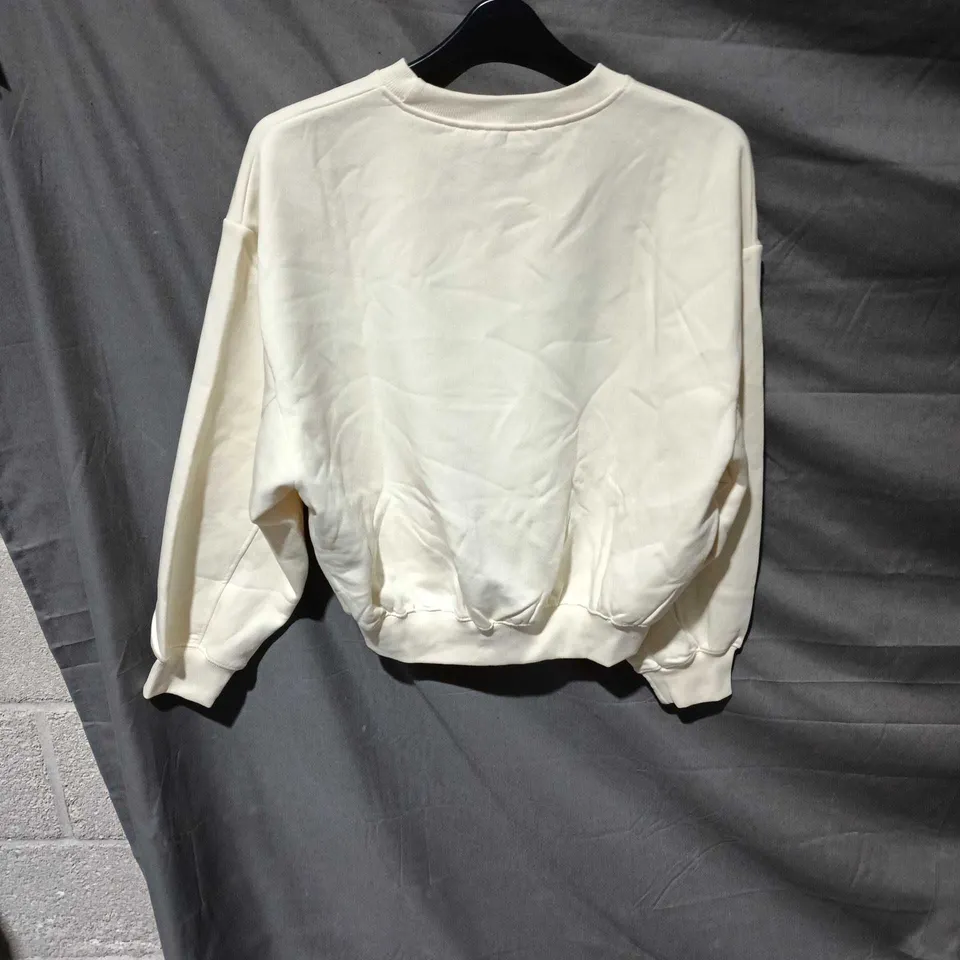 ZARA CREAM SWEATSHIRT, CREW NECK, SIZE M (UK), MADE IN PAKISTAN