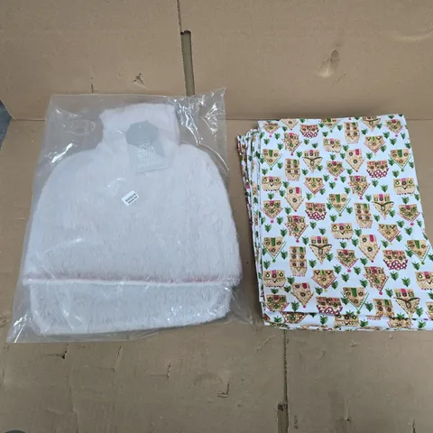 LARGE QUANTITY OF ASSORTED ITEMS TO INCLUDE CHRISTMAS APRONS, HOT WATER BOTTLES - COLLECTION ONLY