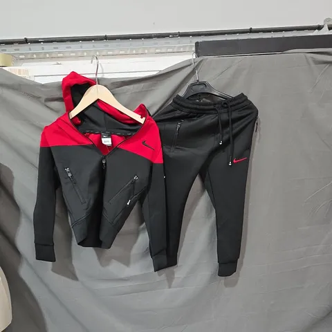 NIKE KIDS TRACKSUIT SET – BLACK/RED, JACKET & JOGGERS, UK 8-9 (128 CM)
