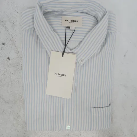 OCTOBRE EDITIONS STRIPED SHIRT IN WHITE/BLUE SIZE XL