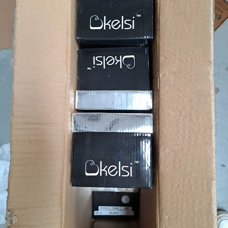BOX OF APPROXIMATELY 10 PAIRS OF KELSI CLOSED TOE SANDALS IN BLACK - VARIOUS SIZES 