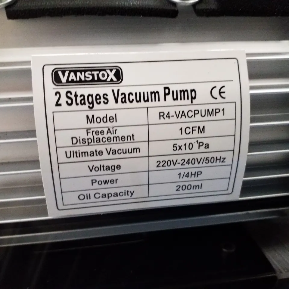 BOXED VANSTOX R4-VACPUMP1 2 STAGE VACUUM PUMP - 1CFM