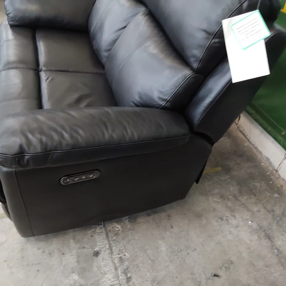 DESIGNER POWER RECLINING TWO SEATER SOFA BLACK LEATHER 