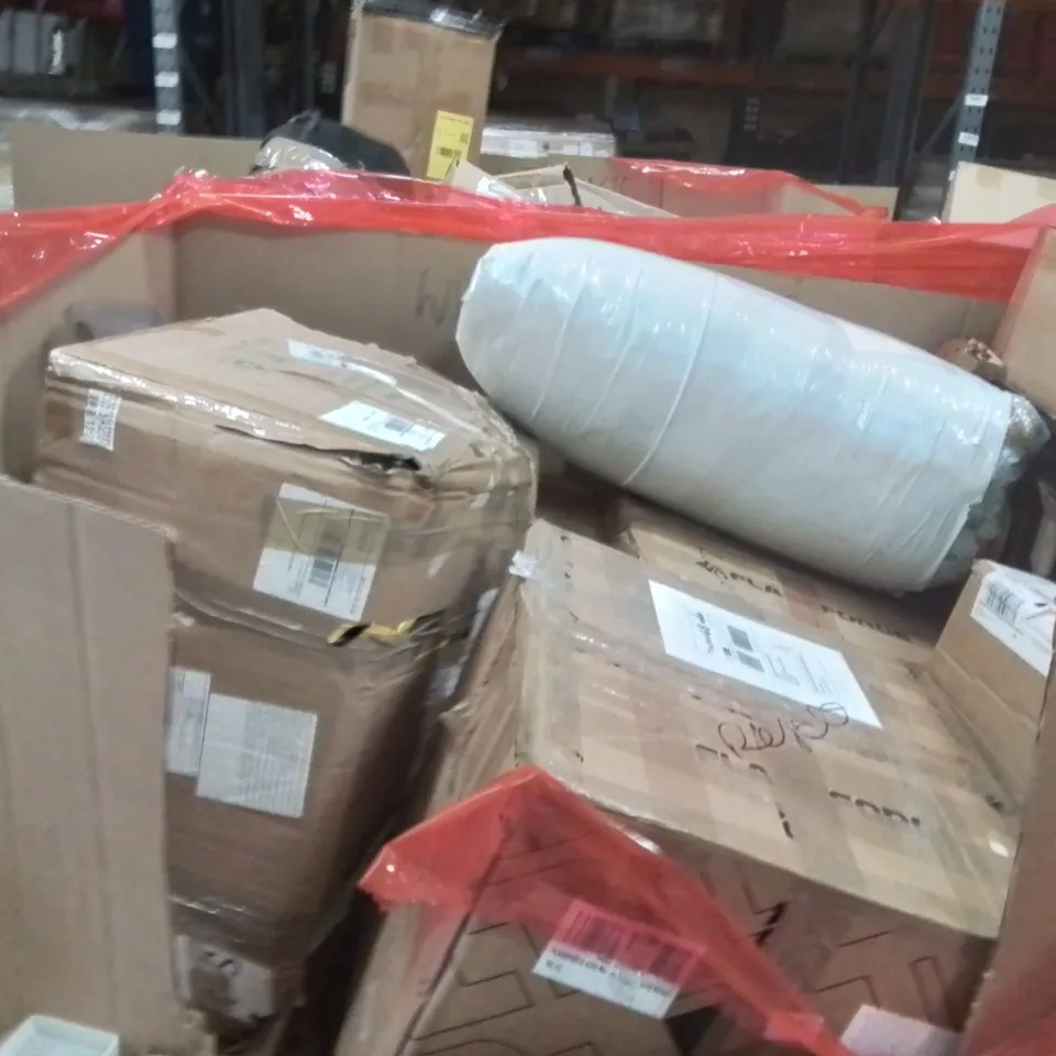 PALLET OF ASSORTED HOUSEHOLD GOODS AND PRODUCTS TO INCLUDE;UMBRELLA,TOILET,ROLLER BLINDS 