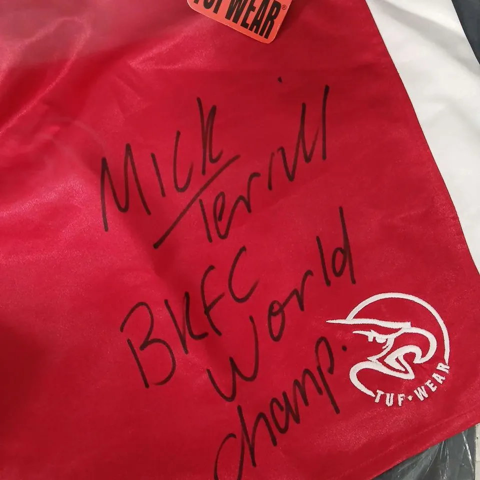 SIGNED MICK TERRILL TUF-WEAR BOXING SHORTS 