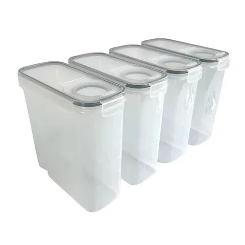 BOXED OYPLA 4PC AIRTIGHT REUSABLE PLASTIC KITCHEN FOOD CEREAL STORAGE CONTAINER ORGANISER SET
