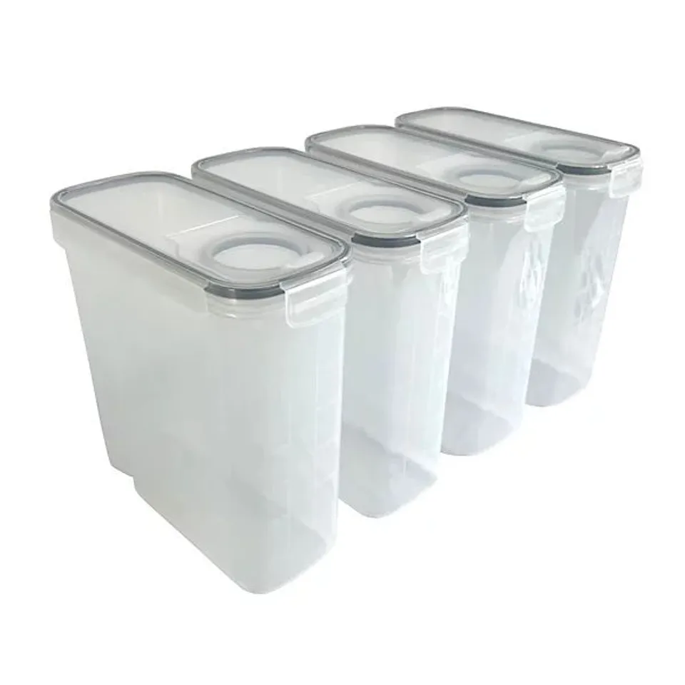 BOXED OYPLA 4PC AIRTIGHT REUSABLE PLASTIC KITCHEN FOOD CEREAL STORAGE CONTAINER ORGANISER SET