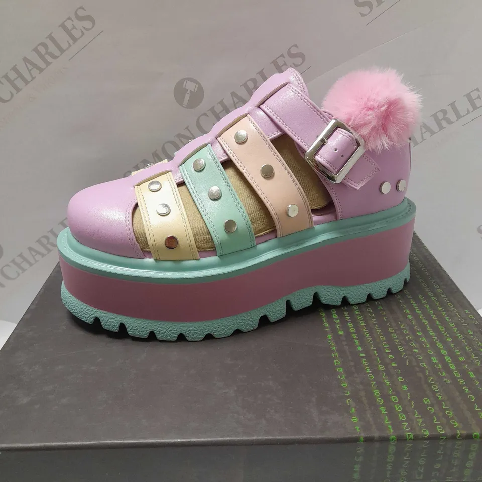 KOI NYOKA RAINBOW PASTEL LAVENDER MULTICOLOUR SANDALS - SIZE 3