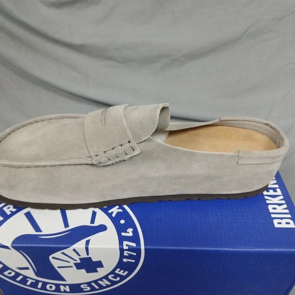 BOXED BIRKENSTOCK NAPLES WRAPPED GRAY SLIP-ON SHOES – EU 43 (UK 9)